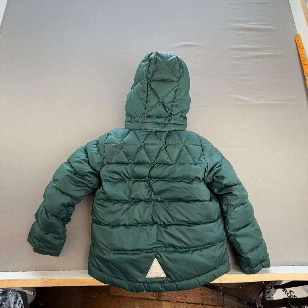L.L.Bean Jacket Kids 5 Green Hooded Down Puffer Sherpa Lined Snow Winter